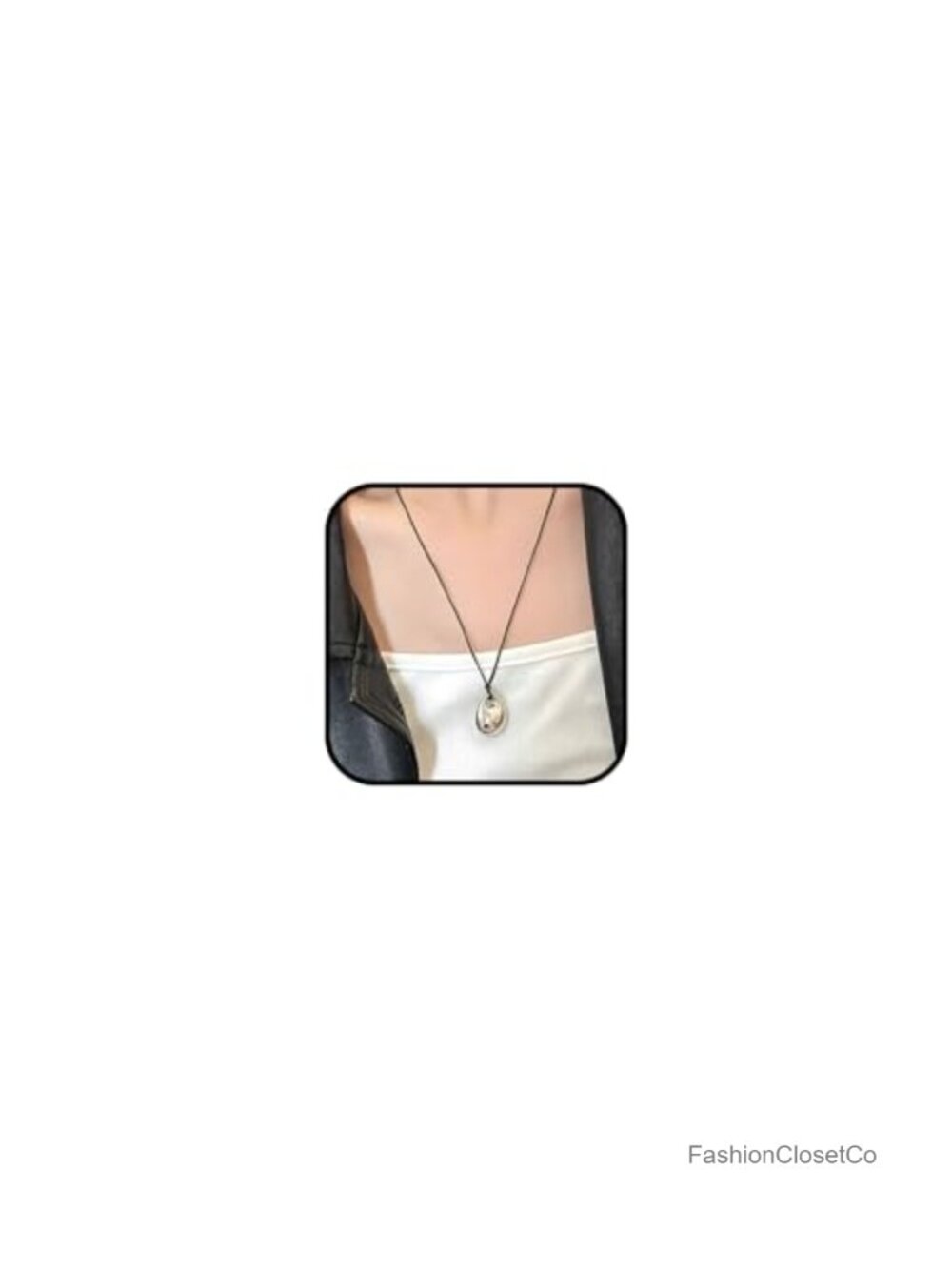Leather Cord Teardrop Pendant Necklace 30" Bohemian Gothic Long Chain Jewelry